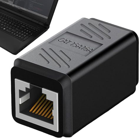 Connettore Ethernet - Connettore nero femmina-femmina nell'accoppiatore di linea | Estensore Ethernet accoppiatore RJ45, adattatore di estensione cavo Ethernet per Cat7, Cat6, Cat5e, Cat5