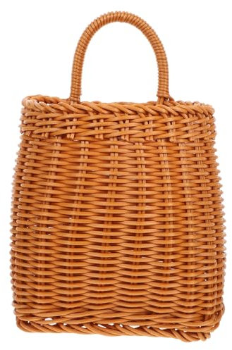 CIYODO Imitat Rattan Geflochtener Hängender Aufbewahrungskorb Aus Duftfreiem Kunststoff Vorgefertigtes Blumen Küchenregal Tragbarer Handgeflochtener Korb Für Ingwer Knoblauch Obst Und DEK