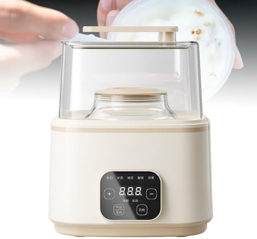 BOBVB Yogurtera eléctrica, máquina Multifuncional de fermentación de Vino de arroz, yogurtera con Tanque Interior de 1+2 L, sincronización Inteligente de Temperatura Constante, con Panel táctil LED