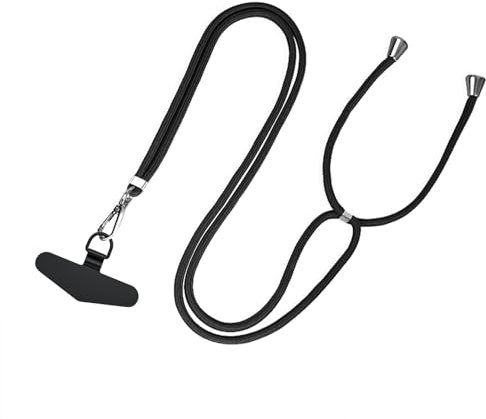 Catena per cellulare universale, In acciaio inox patch universali, Rimovibile Catena Laccio per Cellulare, Per cellulare adatto per tutte le custodie standard, Nero