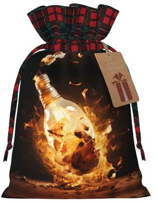 PHAYAH Burning Bulbs Weihnachts-Kordelzug, Jute-Geschenkbeutel, Süßigkeitentasche, Aufbewahrungstasche, geeignet für Weihnachten, Geburtstagsparty
