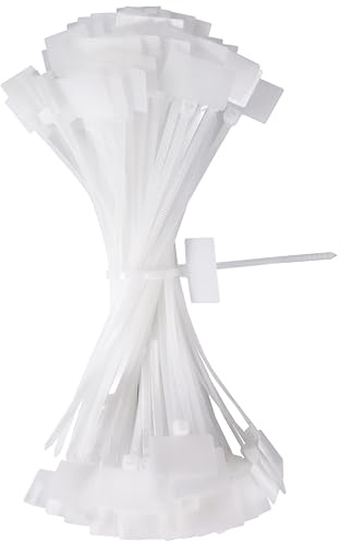 QIMEI-SHOP Kabelbinder Tags Weiß 150mm x 3mm Kabelbeschriftung Kabelbinder Set Zugfestigkeit 10 kg Verstellbare UV Beständig für Kabelmanagement Gartenarbeit 100 Stück