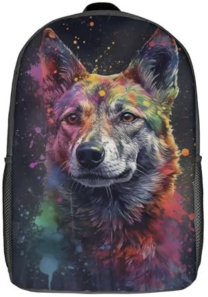 LMYmoney Dingo-Hunde-Malrucksack, 3D-Druck, Kindertasche, Grundschüler, Tagesrucksack, leichte Schultasche für Kinder, Mädchen, Jungen, Kindergarten, Lunchpaket, 43,2 cm