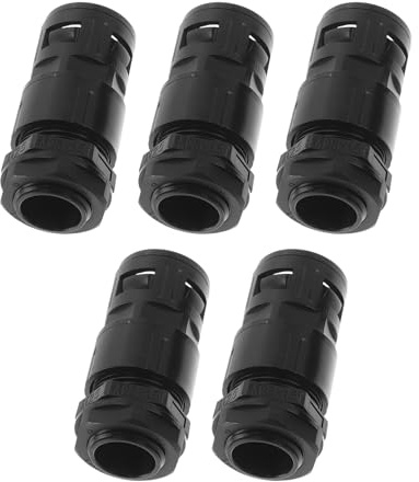 A ABSOPRO M25x1.5 Gaine De Câble 25mm / 0.98 Joint Souple Double Fonction Tube Droit PA66 Nylon Noir 5 Pcs