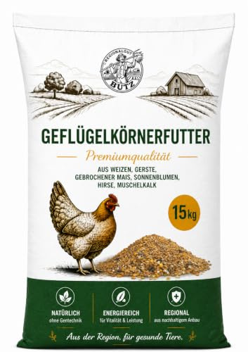 Körnerfutter Premiumqualität 15 kg – Geflügelfutter für Hühner, Enten, Gänse und weiteres Geflügel – Ausgewogene Körnermischung zur täglichen Fütterung