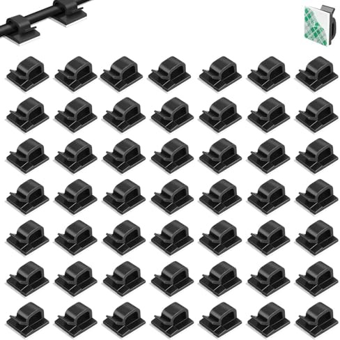 50Pcs Cable Clips,Black Adhesive Cable Holder Clips,Self Adhesive Cable Tidy Hooks,Self-Adhesive Cable Clips used for wall,Hanging light decoration,Cars,Desks