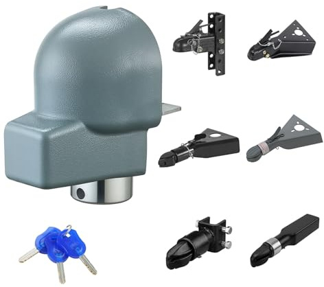 VEVOR Trailer Coupler Lock, Fits 2-5/16-Inch Cast/Bulldog Trailer Couplers, Heavy Duty Trailer Hitch Lock with 3 Keys, Corrision-Resistant, Anti-Theft Coupler Ball Locks for RV, Trailer, Boat, Black