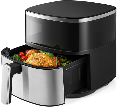 Warmiehomy Air Fryer 6L Touchscreen Digital Air Fryer, 6 Presets, Non-Stick, 60 Min Timer, 80-200℃ Temperature Control, No Oil, Dishwasher Safe Baskets, Automatic Shutoff 1400W