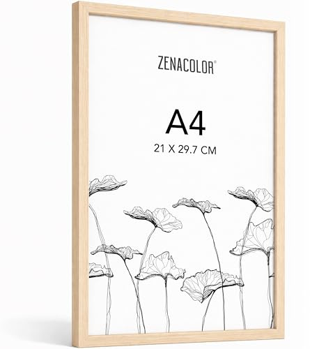 Zenacolor Bilderrahmen A4, Holz Eiche - Schutzfolie Gegen Kratzer, Flexibel Aufhängbar Oder Freistehend