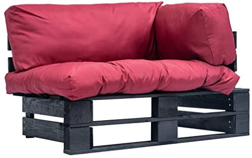 NIVVHOH rustikales Garten-Palettensofa & Outdoor-Sofa Schwarz kesseldruckimprägniertes Kiefernholz Palettenmöbel Outdoor-Loungesofa für Terrasse, Garten, Wohnzimmer (110 x 66 x 65 cm)