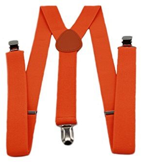MEISHINE® 2.5 * 100cm Unisex Uomo Donna Bretelle Y Forma Bretelle Regolabile ed Elastico per Pantaloni 3 Clips (Arancia)