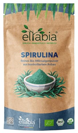 Polvo de espirulina orgánica, 500 g, calidad premium de alimentos crudos, polvo 100% puro de algas sin aditivos, vegano