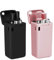 AVANA Set di 2 cannucce riutilizzabili in acciaio inox, pieghevoli, in silicone, senza BPA, ecologiche, pieghevoli, con spazzola per la pulizia e scatola magnetica (nero e rosa)