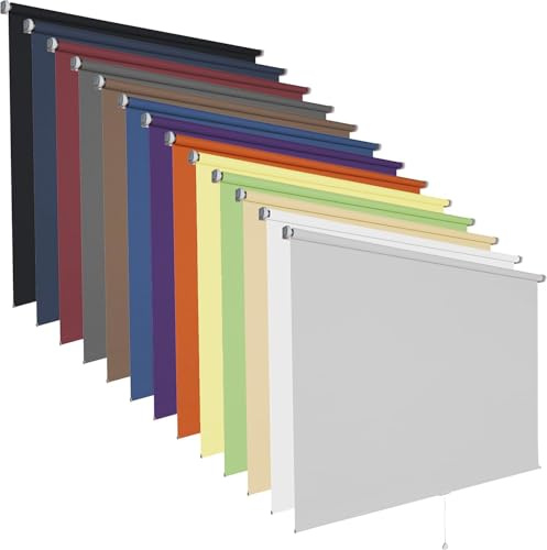 Springrollo Mittelzugrollo Schnapprollo viele Größen und Farben Stoff Rollo Vorhang Blickdicht halbtransparent lichtdurchlässig Fenster Sonnenschutz Sichtschutz Blendschutz (120 x 180 cm, Weiss)