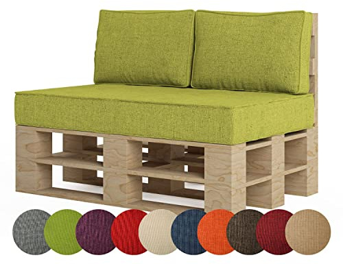 chilly pilley Palettenkissen Palettenauflage Palettenpolster Sitzkissen Rückenlehne Kaltschaum Schaumflocken Füllung viele Größen und Farben (3er Set, Grün)