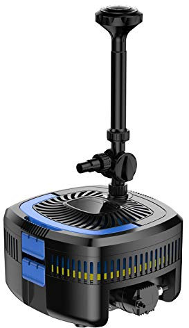 SunSun CUF-4800 Springbrunnenpumpe 4500 l/h / 45 W / 4 m Förderhöhe mit eingebautem 11 W UVC-Teichklärer, energiesparende Teichpumpe, Pumpe mit Fontäne, Wasserpumpe