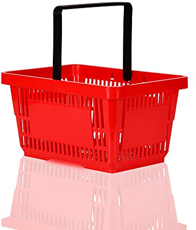 Einkaufskorb rot 22l Handkorb mit Tragebügel | Kunststoffkorb stapelbar | Tragekorb stabil | Plastikkorb lebensmittelgeeignet | Shopping-Basket