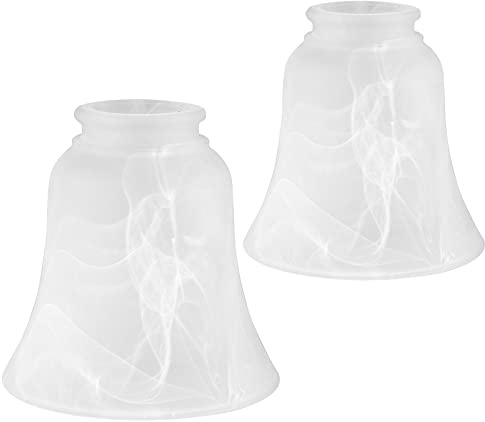 Skelang 2 Pcs Ceiling Fan Light Shade, Lip Lamp Shade, Bell Shape Light Fixture Globes Replacement, Alabaste