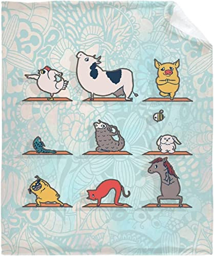 KINITA Karikatur Kuscheldecke Flauschige, 3D Flanell Fleecedecke 150x200 Tierisches Yoga Mikrofaser Wohndecke Weich Decke Sofaüberwurf Tagesdecke Couchdecke kinderdecke für Bett/Sofa