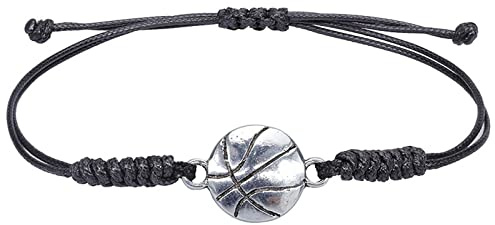Basketball-Armband, verstellbar, Basketball-Charme, Legierungsarmband, Jungen, Mädchen, Jugend, Geschenk, handgewebtes Seil, Basketball, Sportarmband, Teamplayer, Party, Armbänder Beste Freundin Für 2