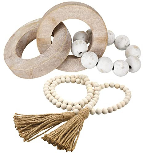 Dekorative Holzknoten, Gliederkette, Dekoration und Perlen-Girlande, Bauernhaus-Dekor, ästhetische Raumdekoration, natürlicher Holzknoten, Kettenglieder, Holzperle für Boho, Landhaus-Tischdekoration,