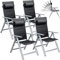 Casaria® Gartenstühle 4er Set Klappbar Gepolstert Alu 8- Fach Verstellbar 120 kg Belastbarkeit Wetterfest Outdoor Balkon Camping Hochlehner Klappstuhl