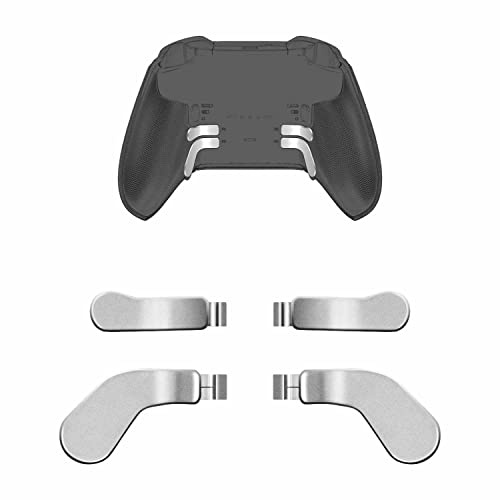Mcbazel 4pcs Steel Trigger Paddles for Xbox Elite Controller Series 1&2 | 2 Short + 2 Long paddles, magnetic click-in fit, 10g total, maps to any button via Xbox Accessories app - Sliver