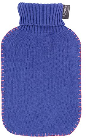 Fashy Wärmflasche mit Rollkragen-Strickbezug blau 2 L