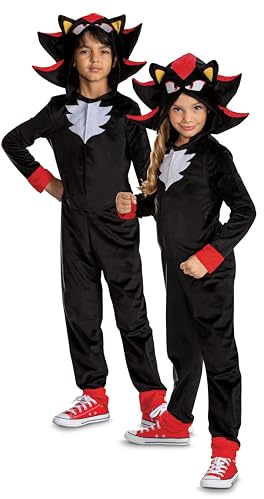 SEGA Sonic The Hedgehog - Costume Enfant Shadow Déguisement Garçon avec Capuche et Détails Fidèles - Taille S (4-6 Ans) - Sous Licence Officielle - Tenue de Costume pour Halloween et Carnaval