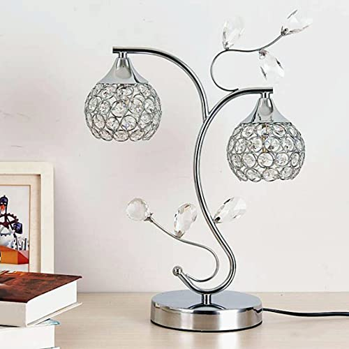 Mengjay Moderne Kristall Tischlampe, Kreative Dekorative Nachttischlampe, Romantische Tischleuchten für Hochzeit, E27 Schreibtischlampe mit Schalter für Wohnzimmer, Schlafzimmer, Esszimmer