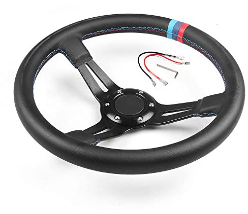 Volante Sportivo Auto,Volante A Calice 13.5inch Racing Volante Drift in microfibra in microfibra Tre colori cuciture auto Decorazione