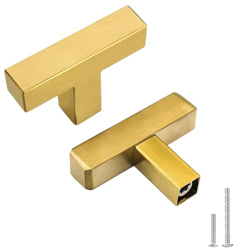 Misuyue Möbelknöpfe Matt Gold Schrankknöpfe Edelstahl, 5pcs Möbelgriffe | 50mm Schrankgriffe, Moderne Küchengriffe Gold, Knöpfe für Schränke Kommoden Kleiderschrank