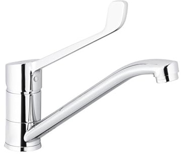 Hygienearmatur Küchenarmatur Klinikarmatur, Küchen Wasserhahn mit langem Hebel, Arztgriff zur Ellenbogen Bedienung und schwenkbarem Auslauf für Klinik, Arztpraxis, Labor und Werkstatt