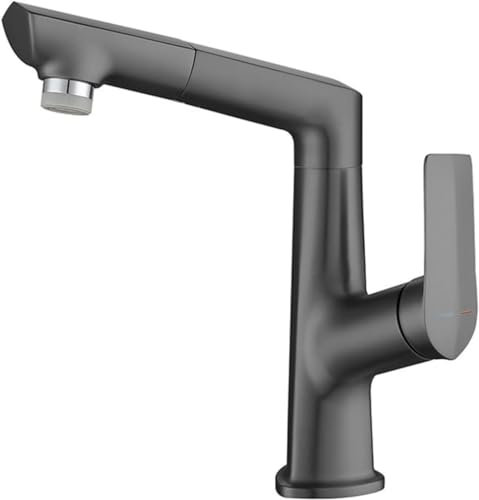 Ausziehbarer Mischbatterie Waschtischarmatur Küchenarmaturen Mischbatterie mit herausziehbarer Brause Höhenverstellbar Waschtischarmatur Küchenarmatur Badarmaturen mit Ausziehbar - Grau