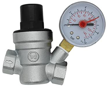 Wasserdruckminderer, Reduzierventil, Regler mit Manometer, 1/2 3/4 Zoll, Chrom