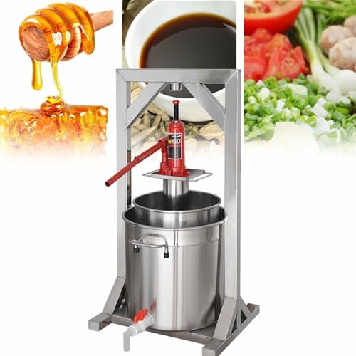 URJWAN Obstpresse Wein, Kommerzielle Multifunktions-Entsafter FüR Lebensmittel, Manuelle Trauben-/Apfelpresse Aus Edelstahl Mit Hydraulischem Beeren-GemüSesaft,36L