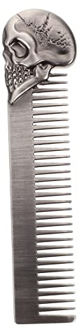 WOONEKY Pettine Per Barba Stile Teschio Design Retrò Leggero Pettine Per Styling Dei Capelli Ergonomico Per Viaggi e Uso Domestico