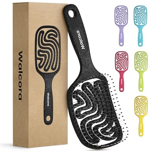 Walcora Haarbürste ohne Ziepen – NEUHEIT 2025 – Entwirrbürste & Detangler Bürste für Damen, Herren & Kinder, für Locken, nasse, feine & lange Haare, Hair Brush - Schwarz