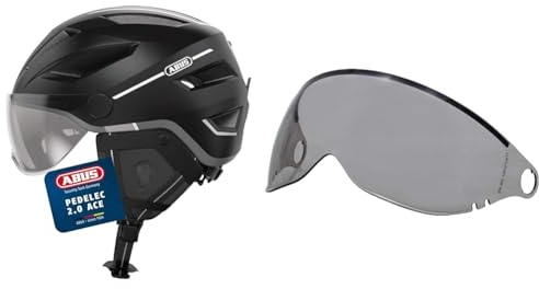 ABUS Stadthelm Pedelec 2.0 ACE - Fahrradhelm mit Rücklicht & Ersatzvisier für die Fahrradhelme Pedelec 2.0, Hyban ACE 2.0 und HUD-Y ACE – Fahrrad- und Helmzubehör – Helmvisier, Clear (klar)