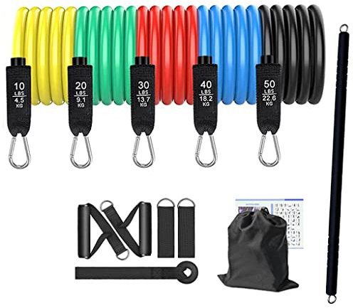 Pilates-Stange mit Widerstandsband, Höhe und Widerstand einstellbar, Krafttrainings-Expander, tragbares Heimtraining (Farbe: Argento, Größe: Talla inica)