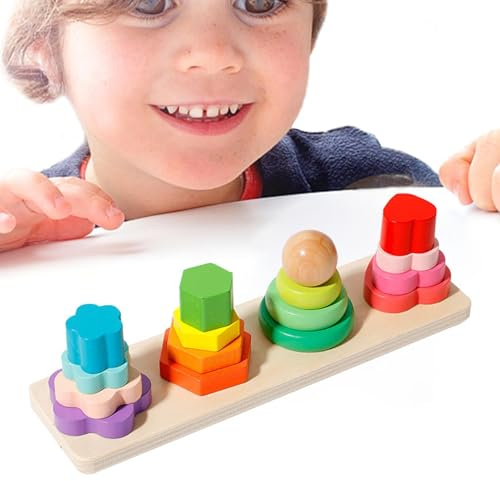 Naqqios Jouets empilables - Jouets empilables - Tour empilable à Quatre piliers | Blocs à Quatre piliers pour, Tour empilable à Quatre piliers, Blocs de Tour à Quatre piliers