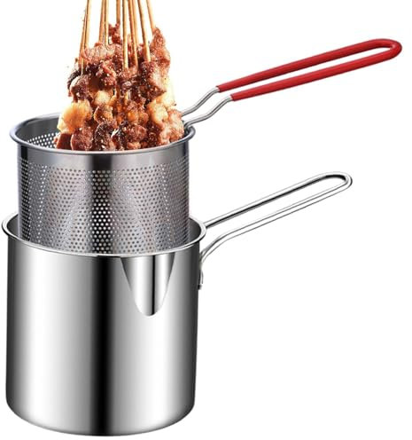 Mini friggitrice: friggitrice da cucina compatta, piccola padella in acciaio inox | Piccola friggitrice giapponese a risparmio di olio, friggitrice giapponese, controllo della temperatura 'olio,