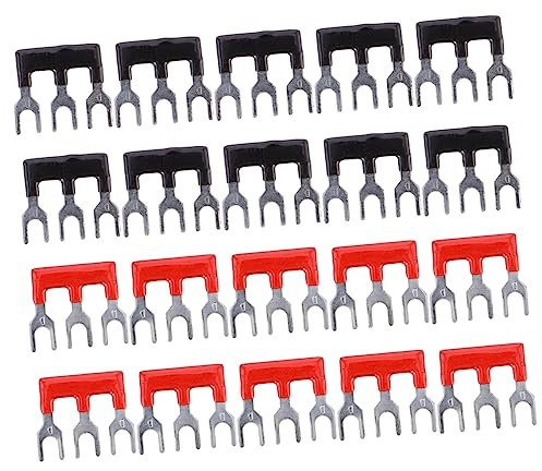 WOONEKY 20pièces Double Rangée Barettes De Nickelées Pour Bornier à Vis Cosses Électriques Polyvalentes Rouge Et Noir Connexions Durables Pour Tableaux Électriques