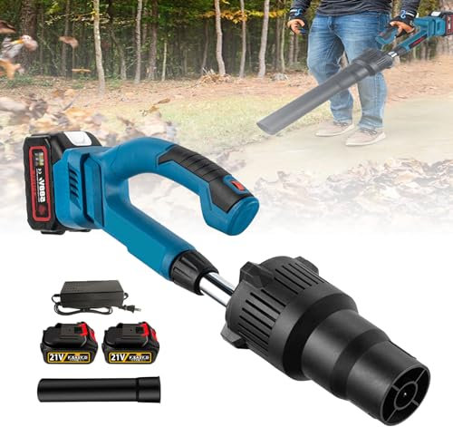 Soplador de hoja sin escobillas, Barredora de cepillo de césped, 21V 600W Portable Five -Gear Adjustment Handheld Garden Blower Leaf Blower con 2 baterías y cargador para el cuidado del césped