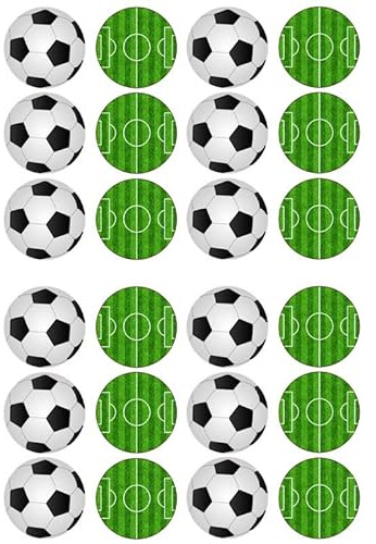 Football & Football Pitch Edible Wafer Rice Paper Cupcake Toppers x 24 UNCUT