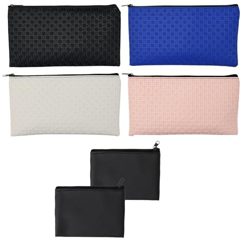 KNGNGK 6 Stück Banktaschen Kunstleder Bankmappe PU Leder Geldtasche A5 Geldmappe PU Leder Dokumententasche Geldscheintasche mit Reißverschluss für A5 Dokumente Business Haushalt Schule Wasserdicht