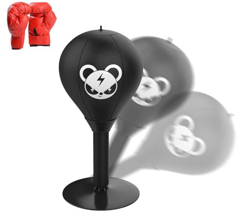 Boxsack für den Schreibtisch, Tisch Boxsack, Schreibtisch Punchingball fürs Büro, Minis Boxball gegen Stress, Punchingball Tisch mit Superstarkem Saugnapf für Bürotisch und Theke