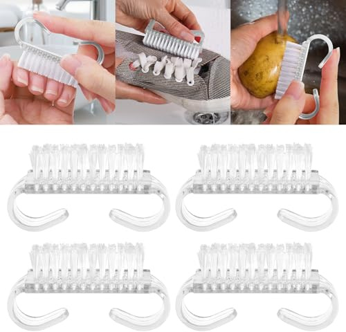20er Pack Handle Grip Nail Cleaning Brush, Nail Brushes Hand Fingernail Brush Cleaner Scrubbing Kit Pedicure for Toes and Nails Men Women (white)
