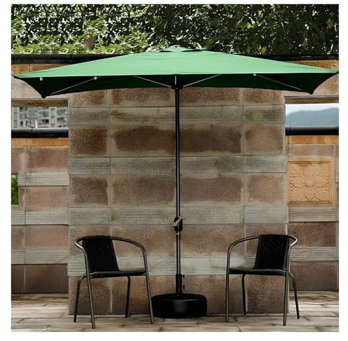 XUQQU 2.50 Half Parasol, Rectangle Balcony Umbrella For Small Spaces, Garden Parasol With Manual Crank, Without Base For Against A Wall, Porch, Window(Green)