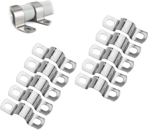 Fixation Cable Electrique, 10 Pièces Collier De Serrage Inox en Forme U avec 20mm de Diamètre Fixation Grillage Rigide Sur Mur Idéal pour Conduites D'Eau Gaz Installations Sanitaires